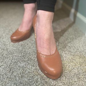 BCBG Paris Brown Leather Studded Pumps